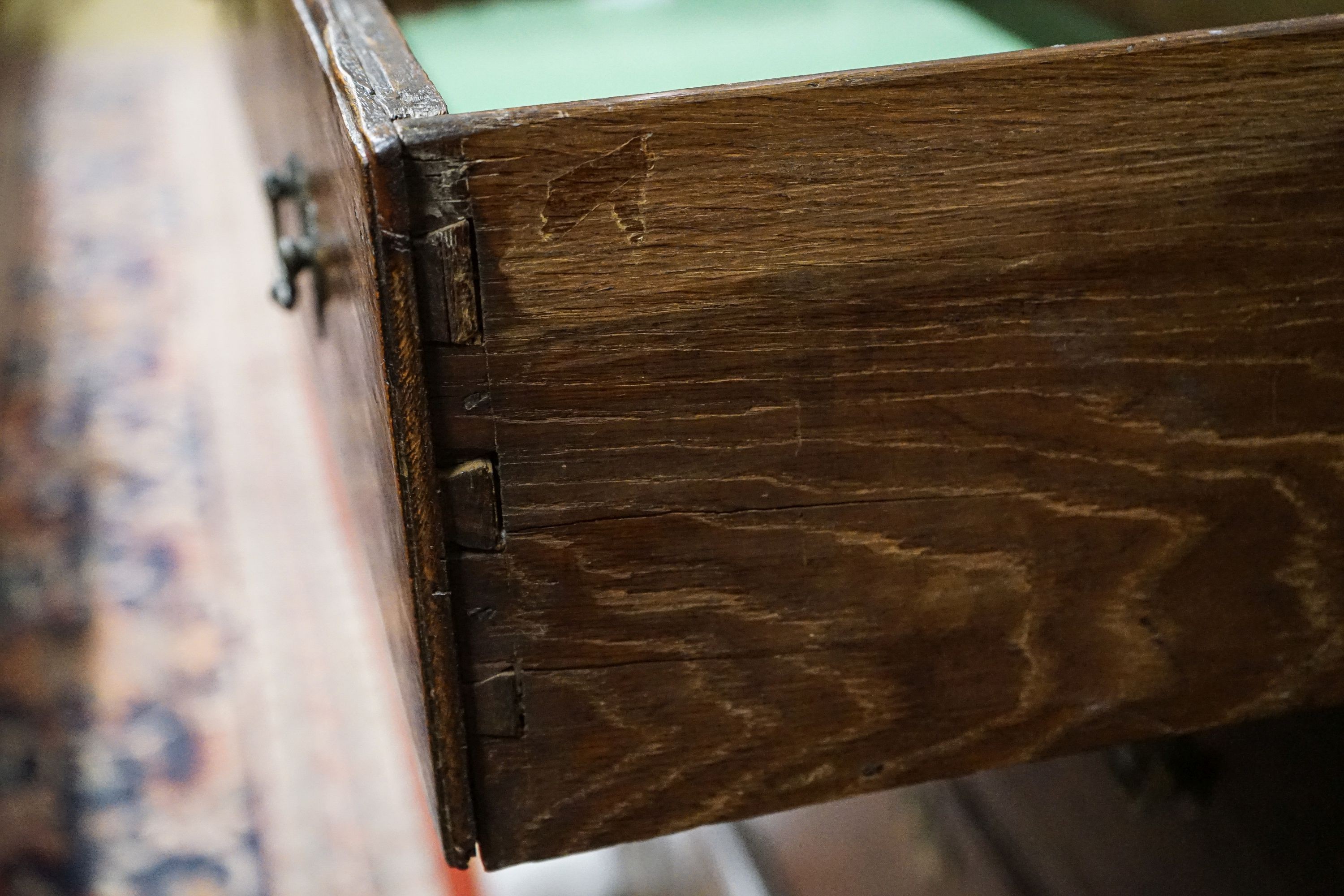 An early 19th century mahogany banded oak cased eight day longcase clock, height 227cm